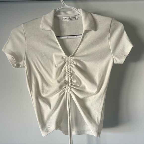 Tops - Today & Tomorrow Ruched White Crop Top